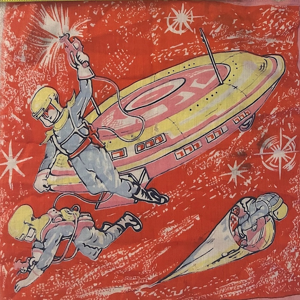 Vintage Silk Space Print Handkerchief